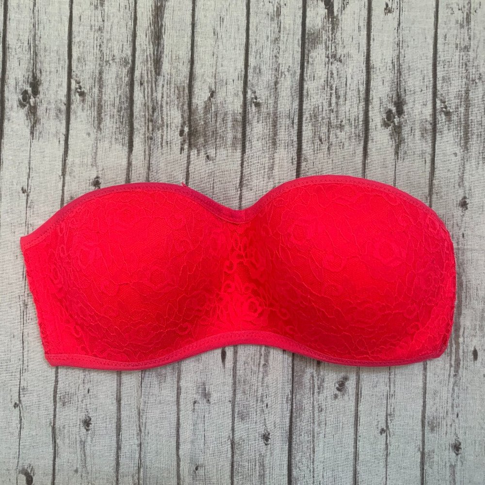 Victoria's Secret PINK Womens Size Small S Pink Lace Molded Bandeau Pull on Bra